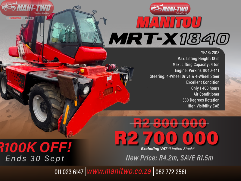 Manitou Telehandler MRT-X 1840  '2018